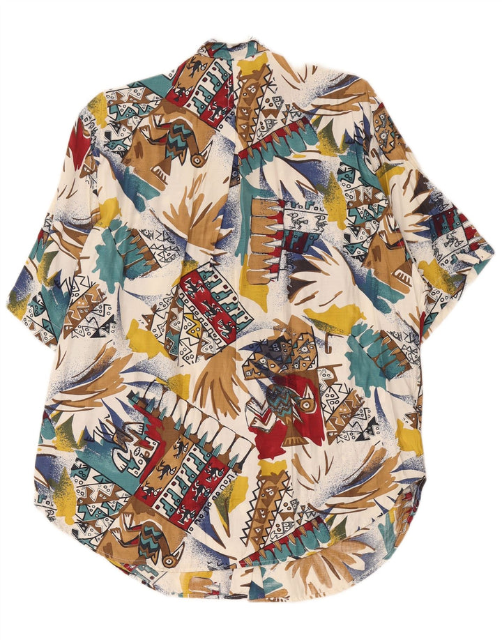 Vintage Dame Oversized Hawaii Skjorte UK 16 Stor Flerfarvet Retro