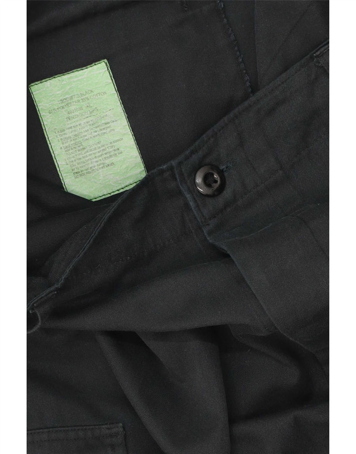 Vintage Herre tilspidsede Cargo Bukser XL W40 L27 Sort Polyester