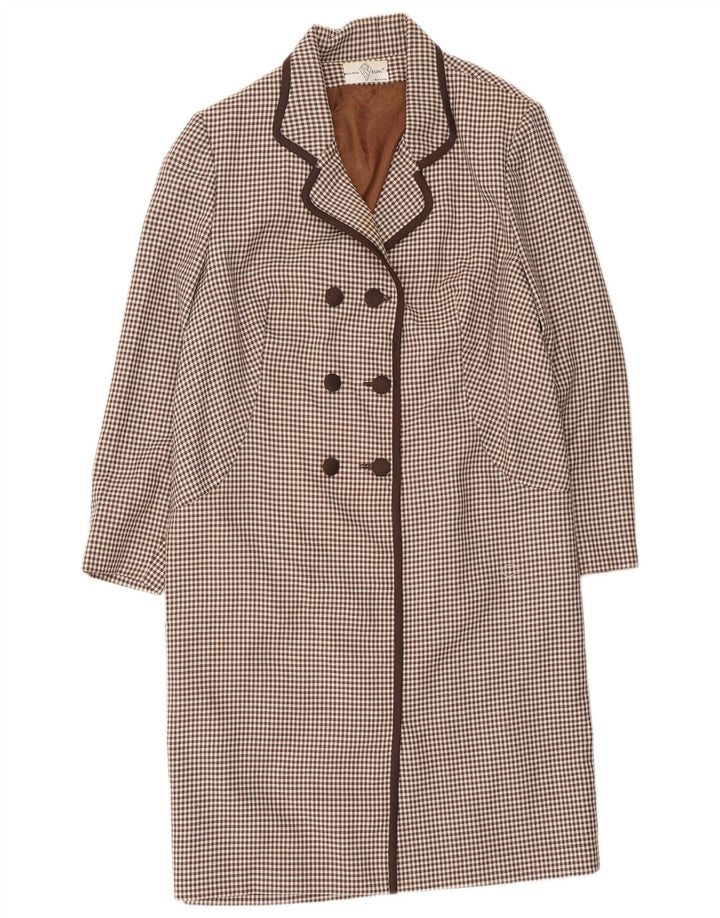 Alta Moda Dame Dobbeltradet Frakke UK 8 Small Brown Houndstooth
