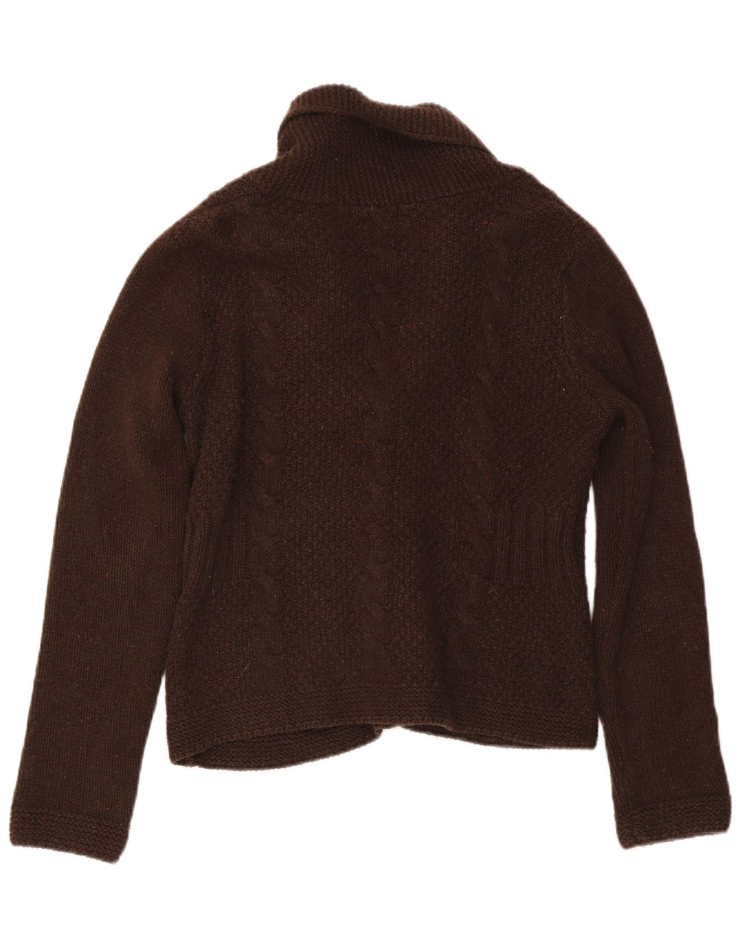 Eddie Bauer Dame Cardigan Sweater UK 12 Medium Brown Flecked Bomuld