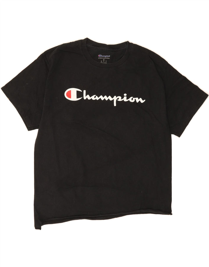 CHAMPION Mens Graphic T-Shirt Top Medium Black Vintage Champion and Second-Hand Champion from Messina Hembry 