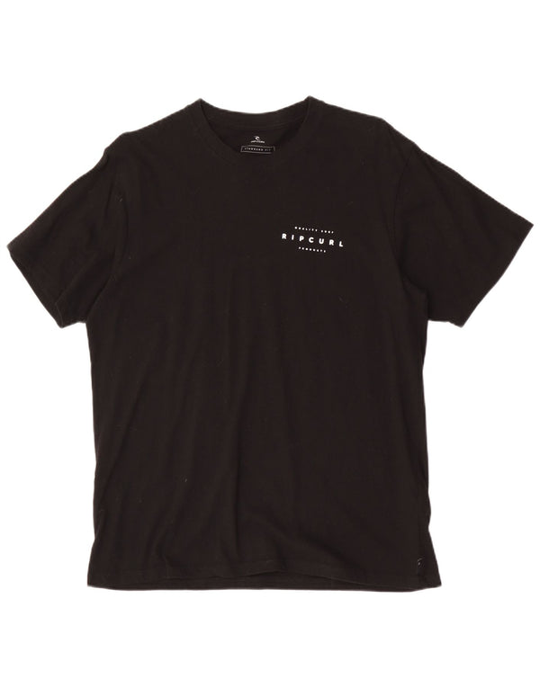 Rip Curl Herre Standard Fit Grafisk T-Shirt Top Stor Sort Bomuld