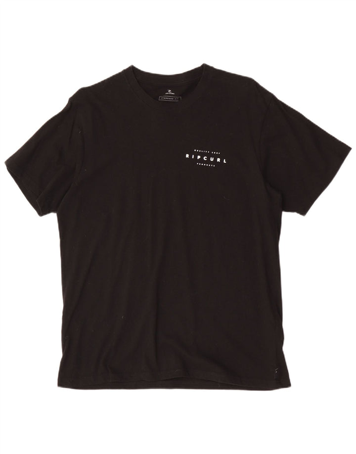 Rip Curl Herre Standard Fit Grafisk T-Shirt Top Stor Sort Bomuld