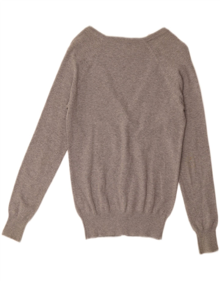 Zara Dame Cardigan Sweater UK 10 Lille Grå Bomuld