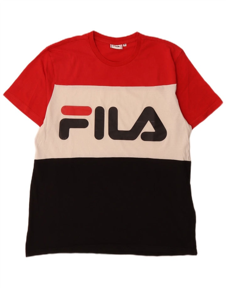 Fila Herre grafisk T-shirt Top Medium Flerfarvet Colourblock Bomuld