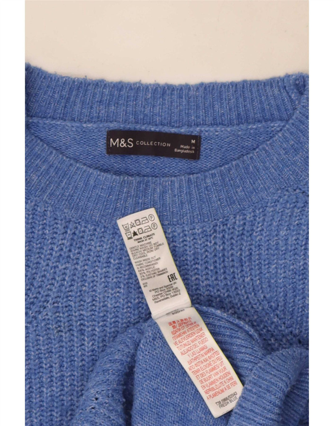 Marks & Spencer dame sweater med rund hals i overstørrelse UK 14 Medium Blue