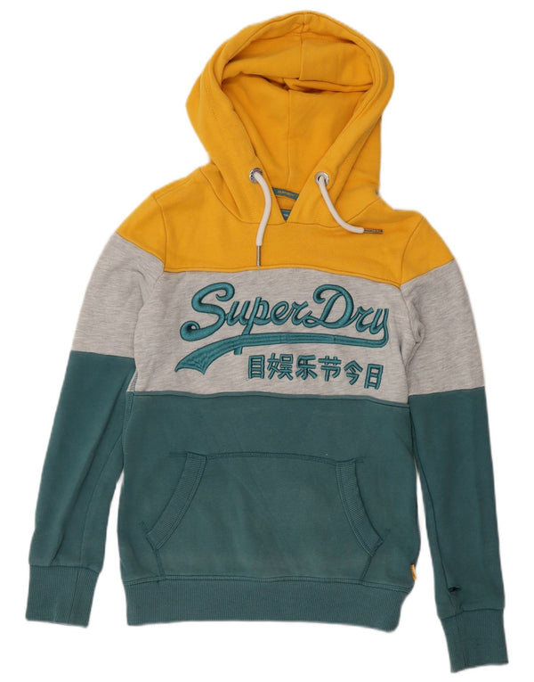 Superdry Womens Graphic Hoodie Jumper UK 6 XS Multicoloured Colourblock