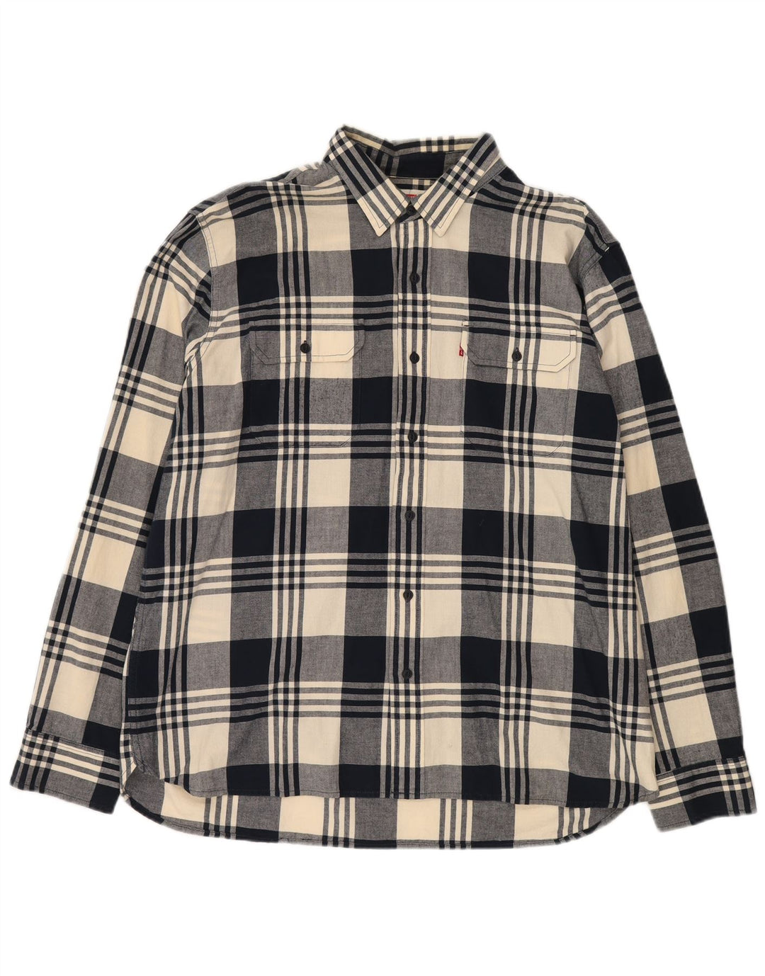 Levi's herre flannelskjorte 2XL marineblå plaid bomuld