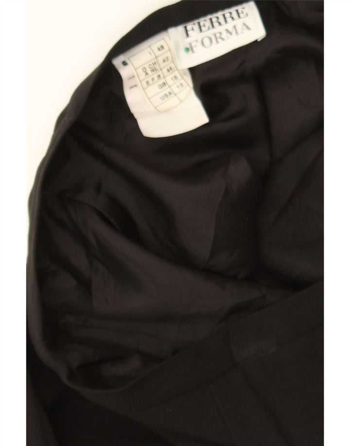 FERRE Womens Straight Skirt UK 16 Large W32  Black Acetate Vintage Ferre and Second-Hand Ferre from Messina Hembry 