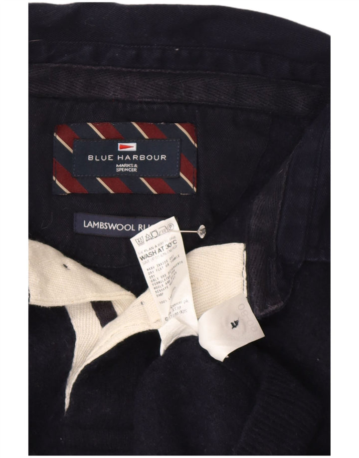 Marks & Spencer Herre Blue Harbor Polo Neck Jumper Sweater Large Navy