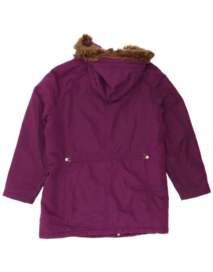 Marks & Spencer Dame Parkajakke med hætte UK 20 2XL Lilla Polyester