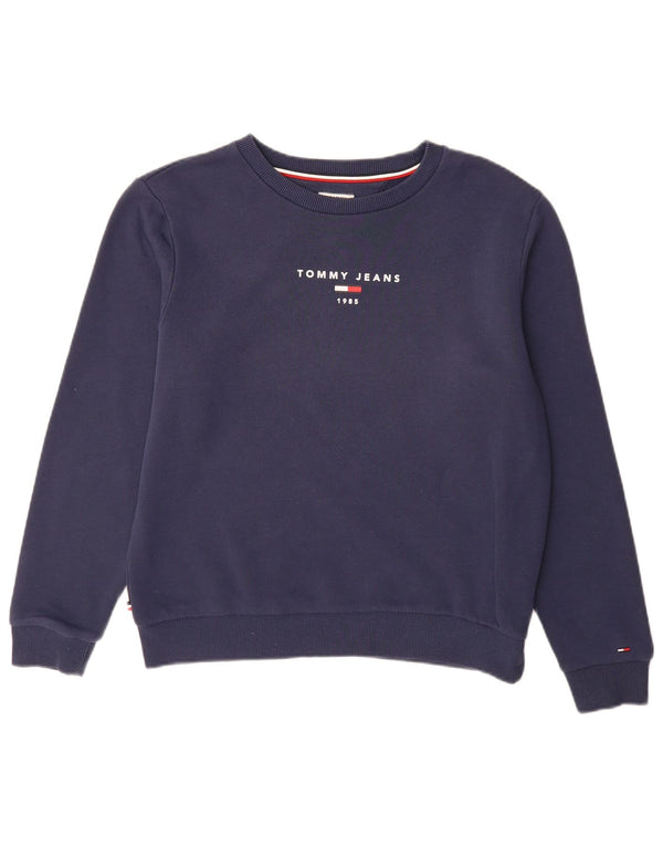 Tommy Hilfiger Dame Grafisk Sweatshirt Jumper UK 16 Large Navy Blue