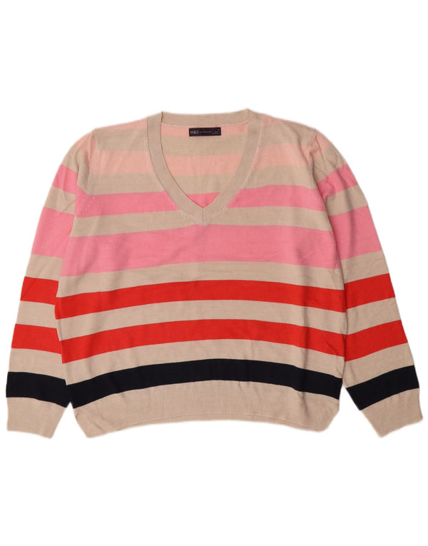 MARKS & SPENCER Dame V-hals sweater UK 14 Medium Flerfarvet