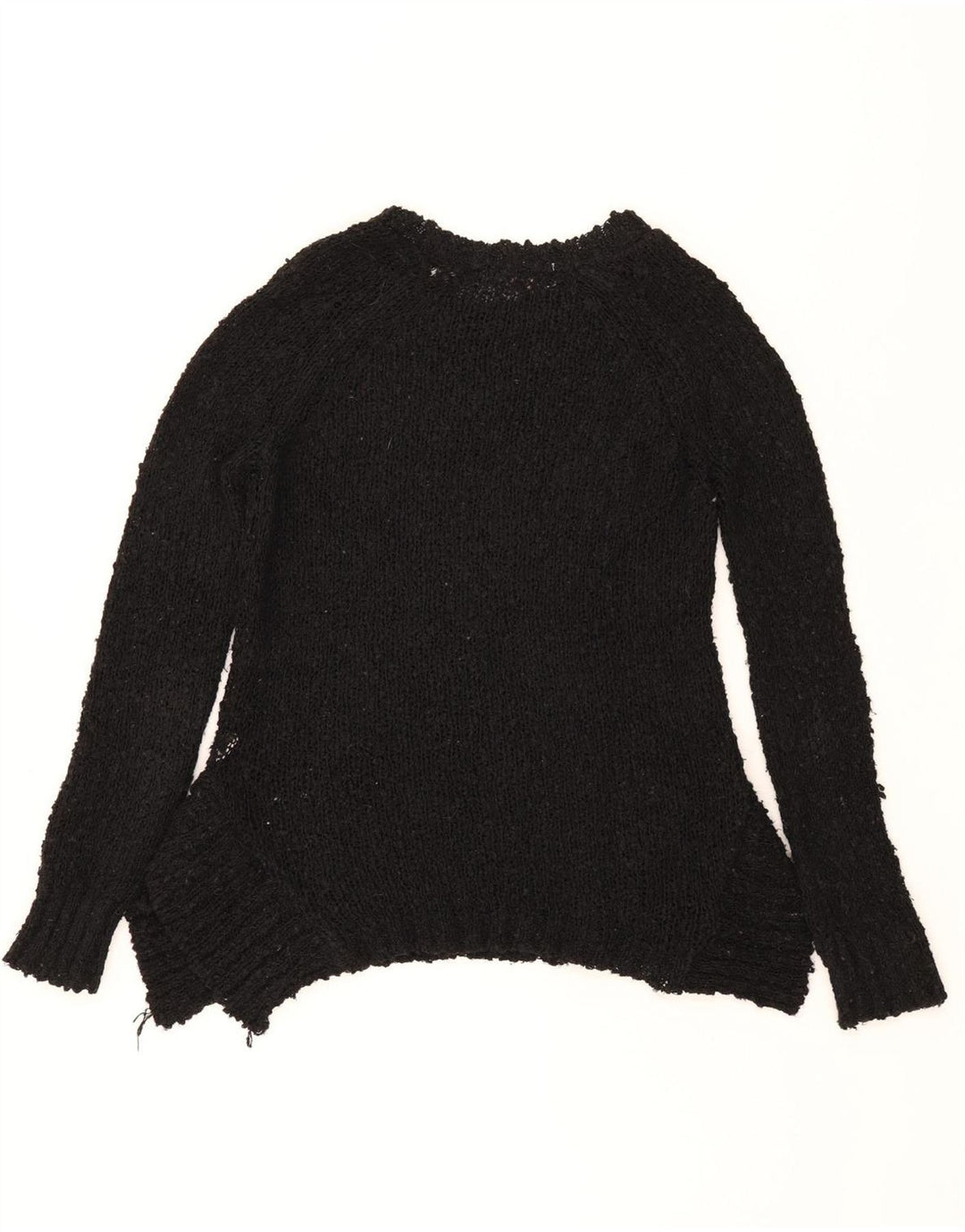 ZARA Womens Asymmetric Crew Neck Jumper Sweater UK 12 Medium Black Acrylic Vintage Zara and Second-Hand Zara from Messina Hembry 