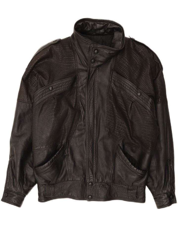 Vintage Herre Loose Fit Læderjakke IT 46 Lille sort læder