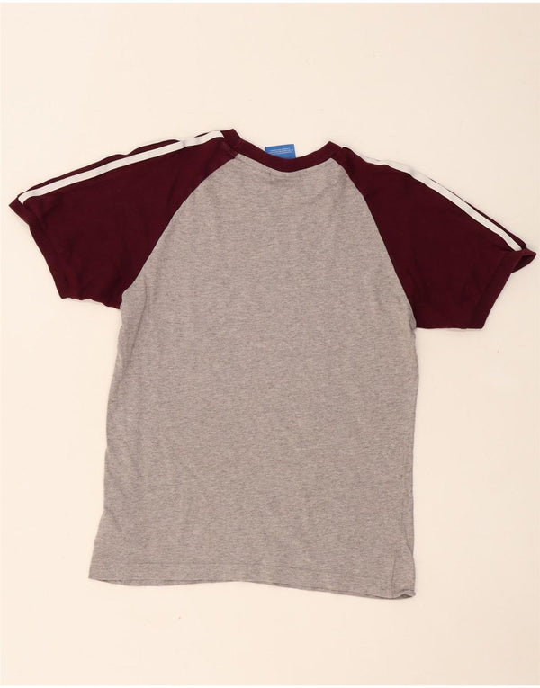 ADIDAS Herre T-Shirt Top Lille Grå Colourblock Bomuld