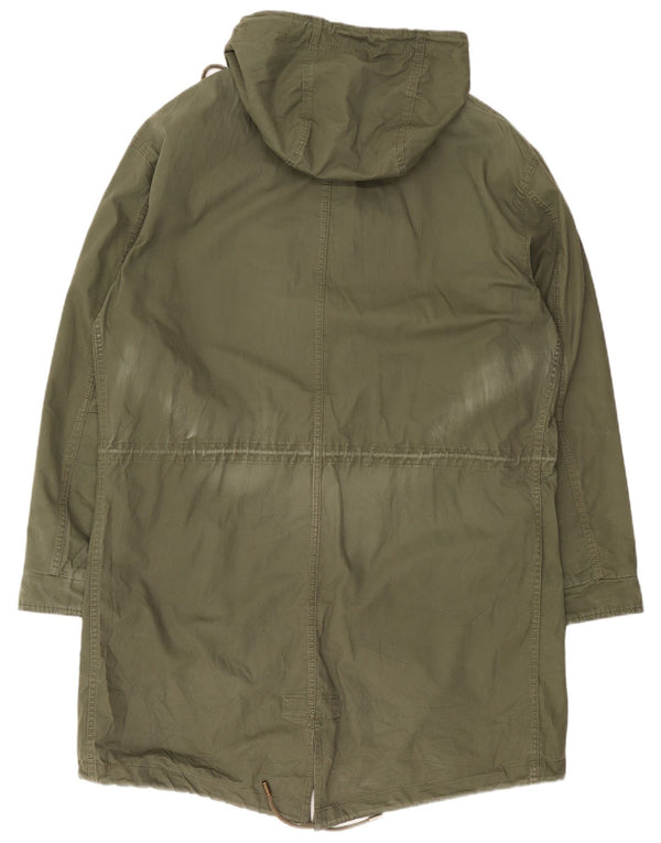 Zara Herre Hooded Parka Jacket UK 40 Large Khaki