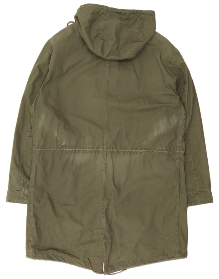 Zara Herre Hooded Parka Jacket UK 40 Large Khaki