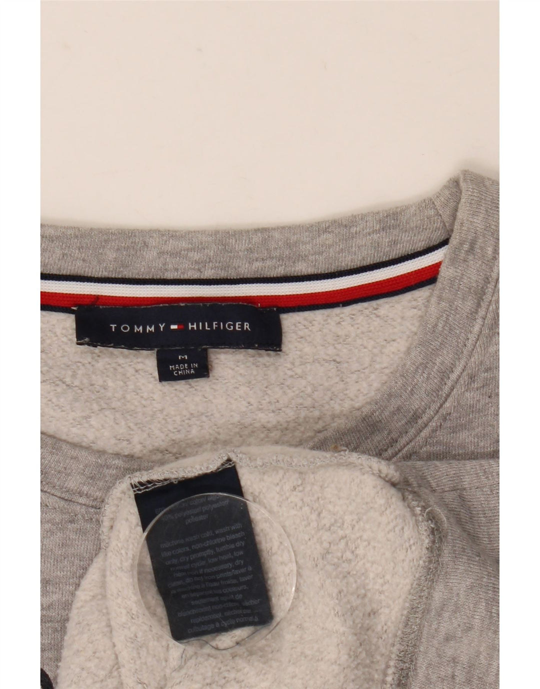Tommy Hilfiger Graphic Sweatshirt Jumper UK 14 Medium Grey Flecked