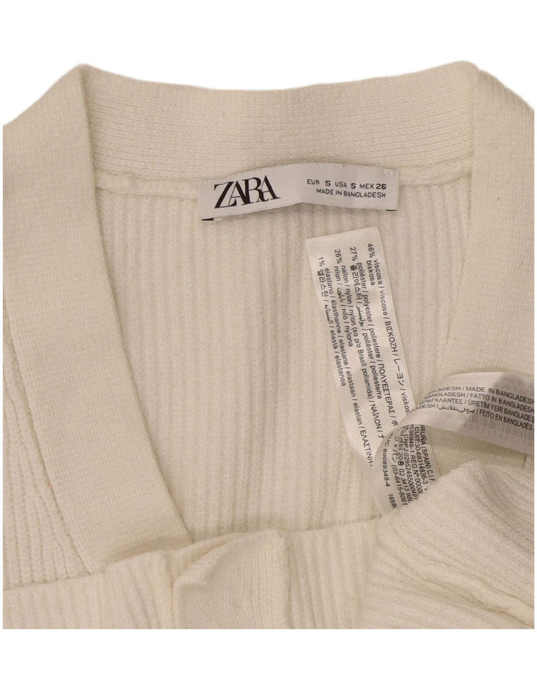 Zara Womens Crop Cardigan Sweater UK 10 Small White Viscose