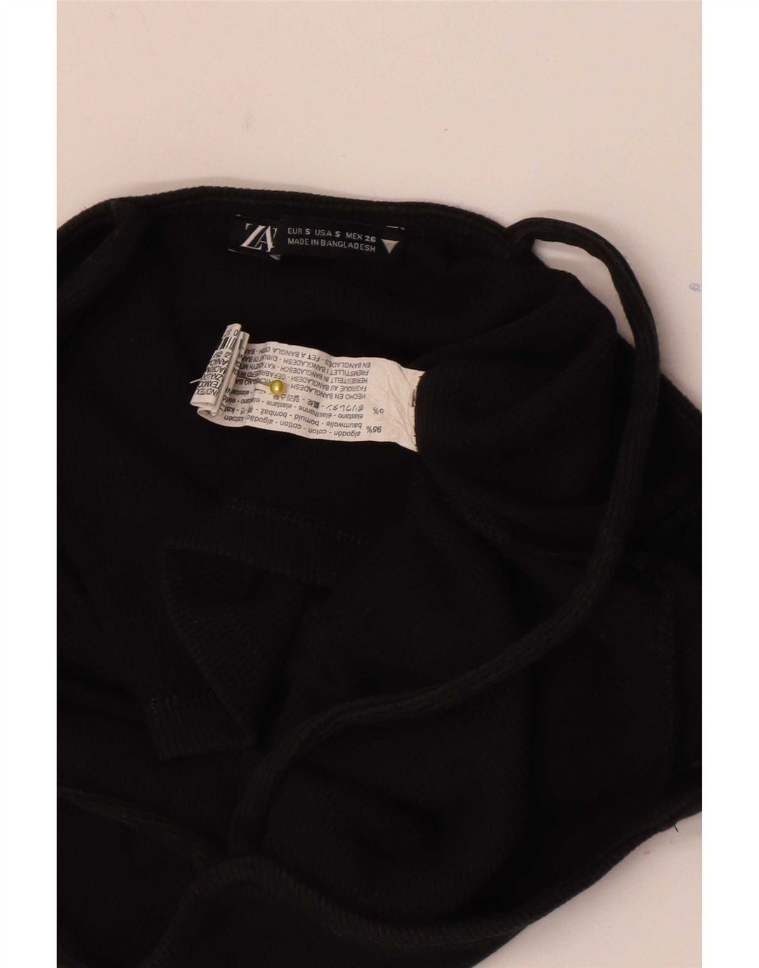 Zara Womens Crop Off Shoulder Top UK 8 Small Black Bomuld