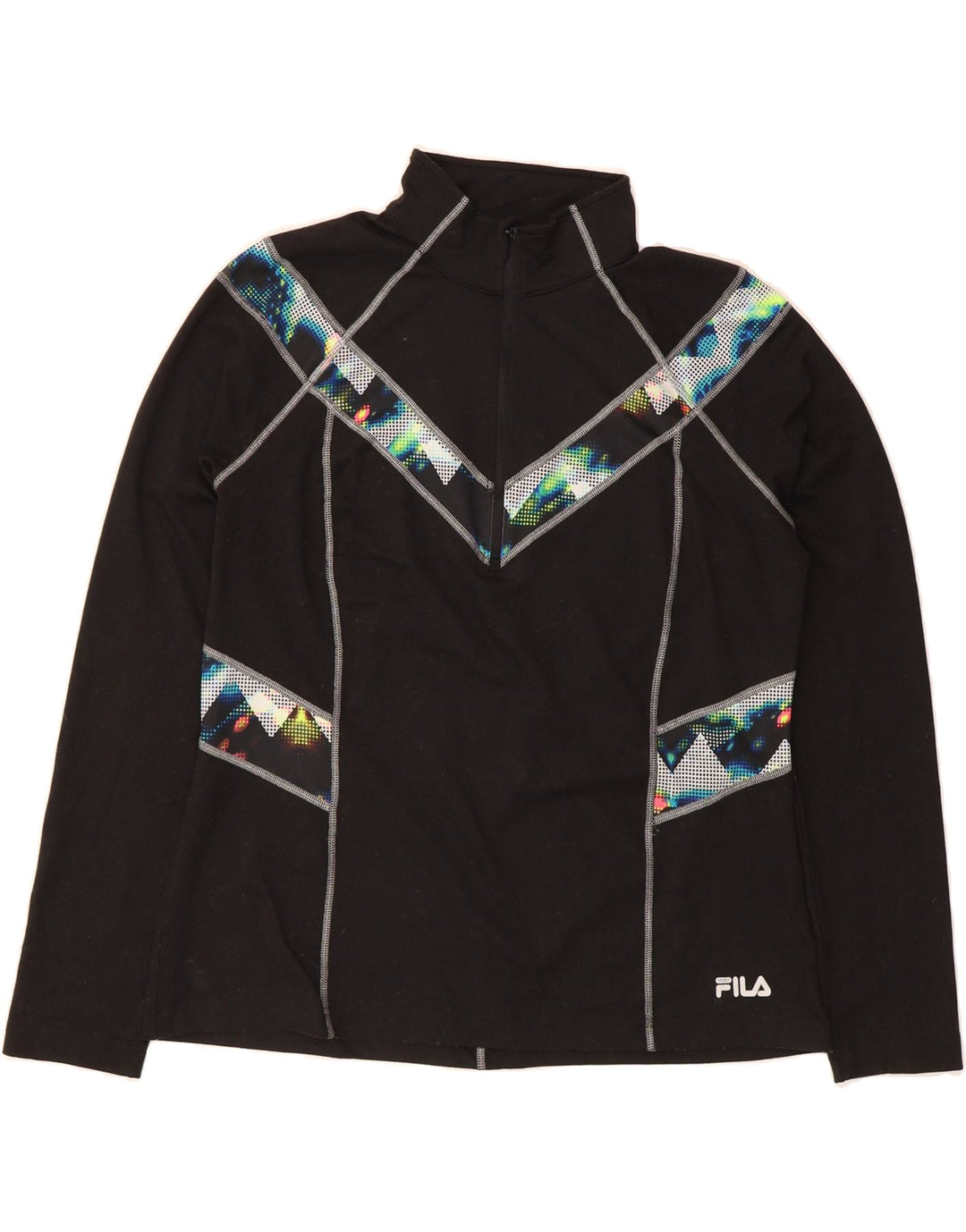 FILA Womens Pullover Tracksuit Top UK 18 XL Black Colourblock Sports Vintage Fila and Second-Hand Fila from Messina Hembry 