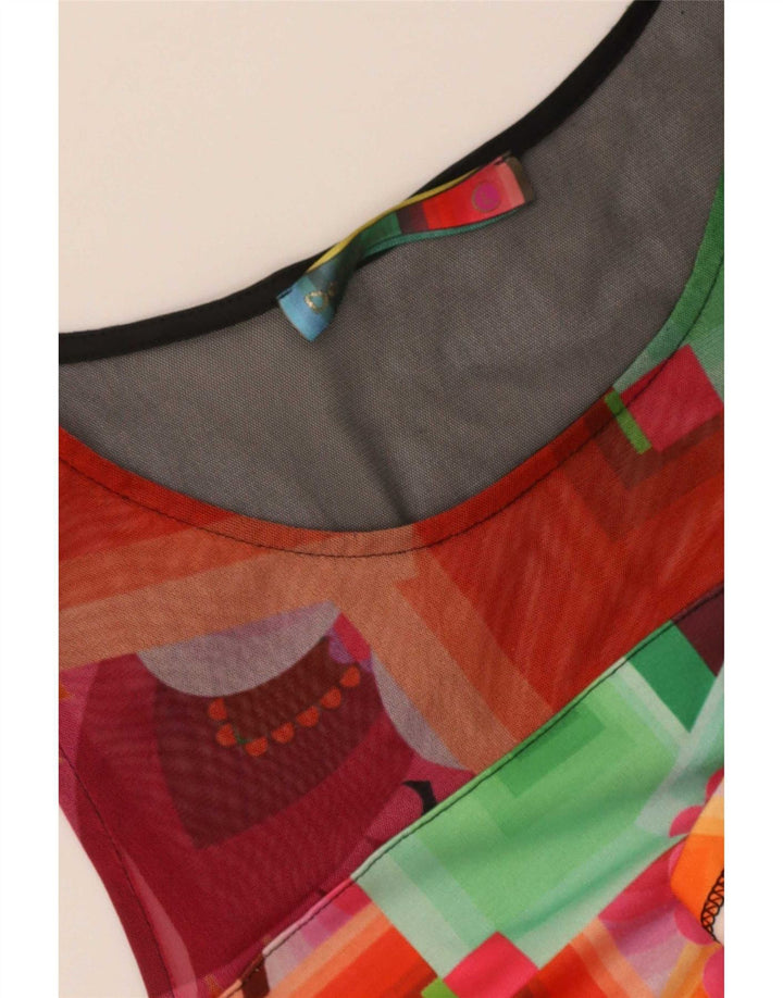 Desigual Kvinders Grafisk Skede Kjole UK 14 Stor Flerfarvet Geometrisk