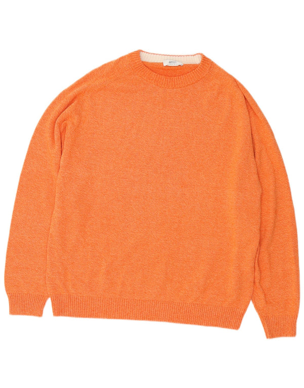 Alba Moda Mens Boat Neck Jumper Sweater Large Orange Flecked Cotton