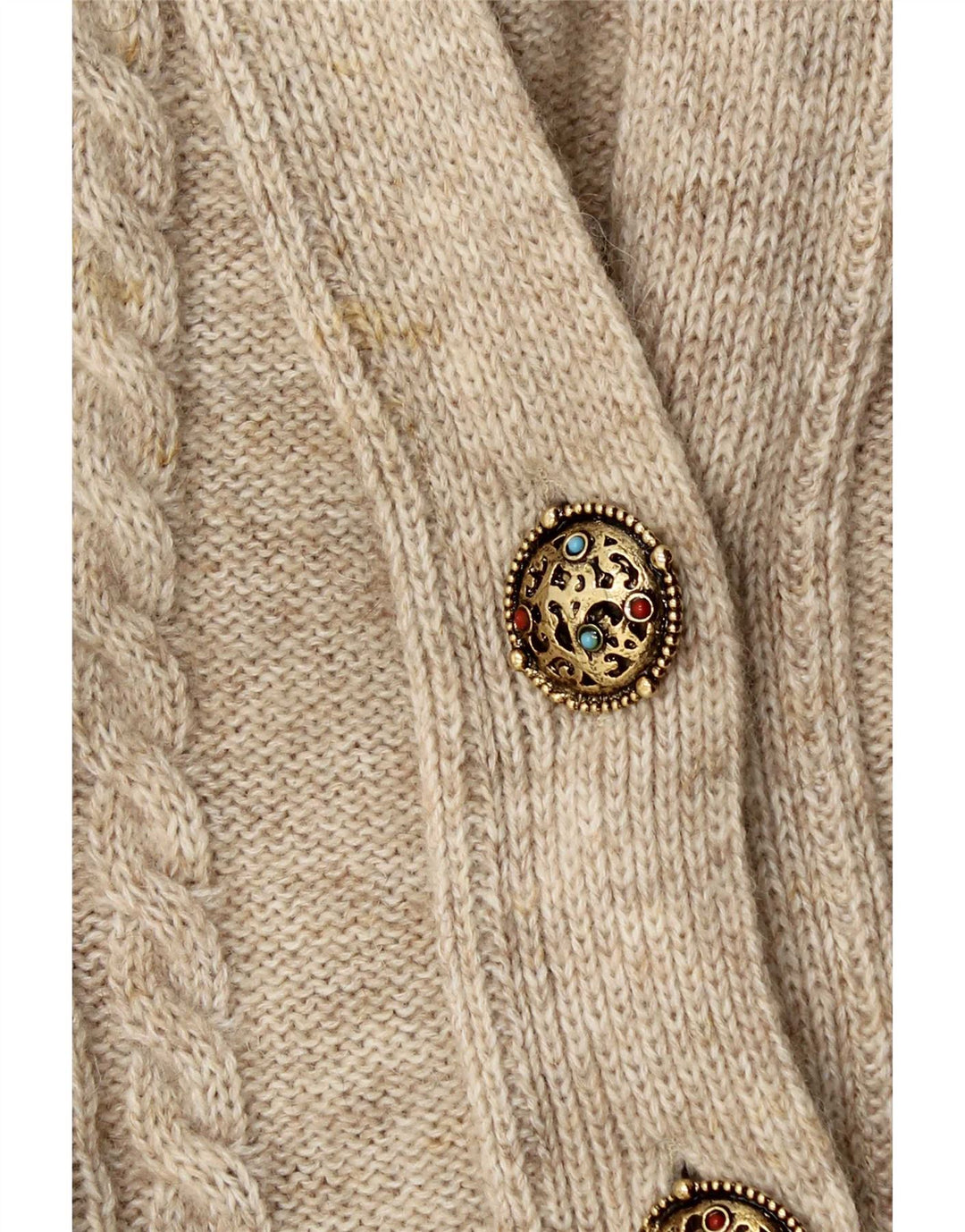 Vintage oversized cardigan sweater til kvinder UK 14 Medium Beige Uld