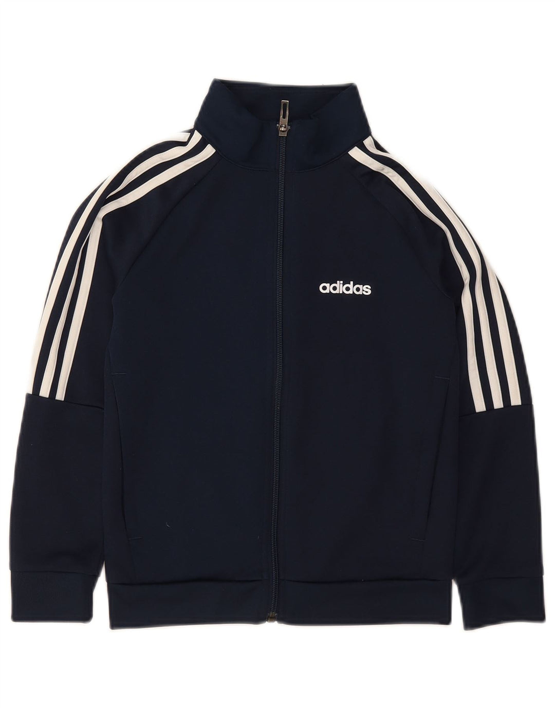 ADIDAS Boys Tracksuit Top Jacket 7-8 Years Navy Blue Polyester