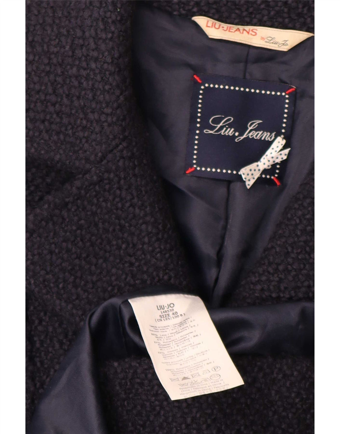Liu Jo Dame Overfrakke IT 40 Small Navy Blue Wool