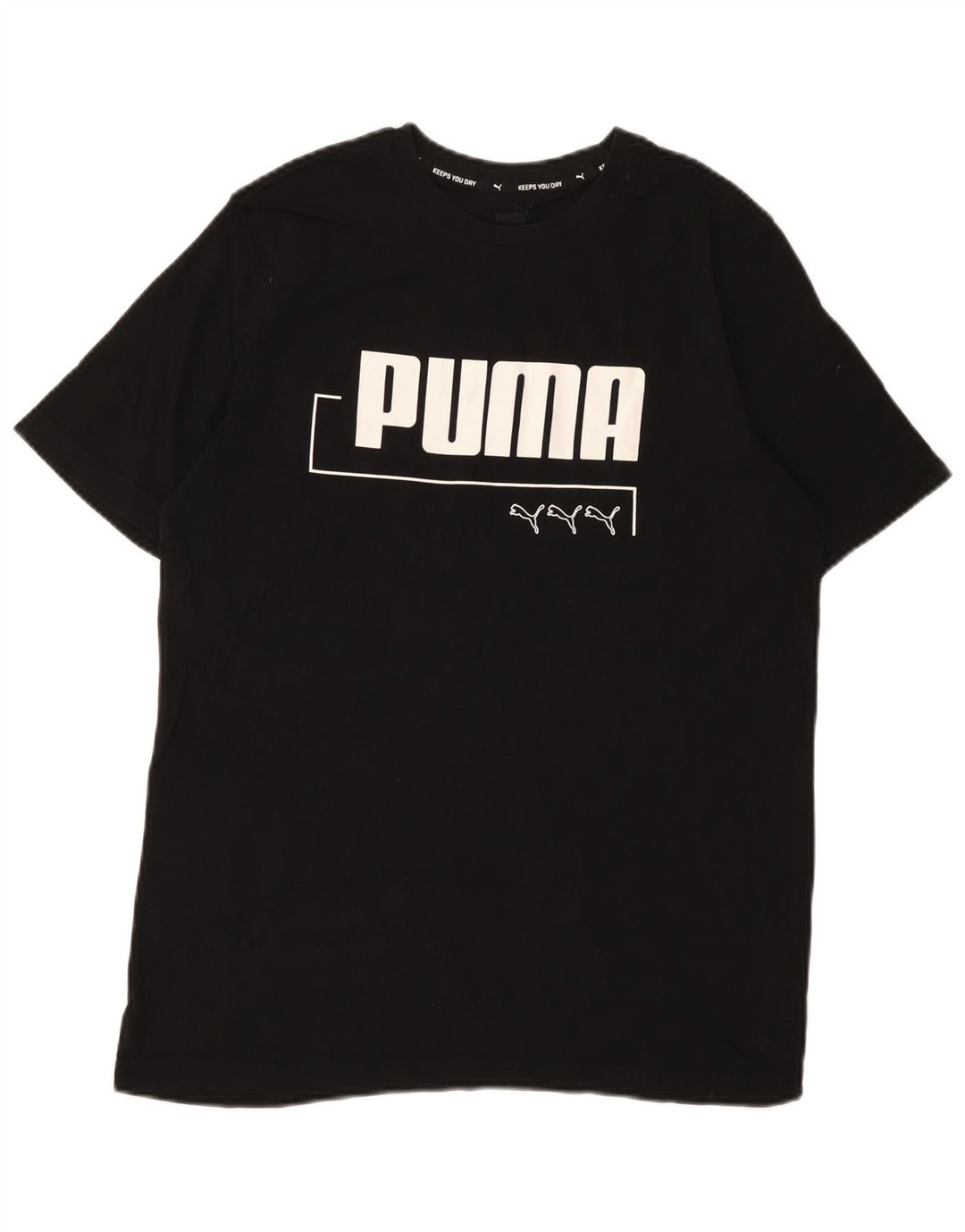 Puma Herre Grafisk T-Shirt Top Medium Sort Bomuld