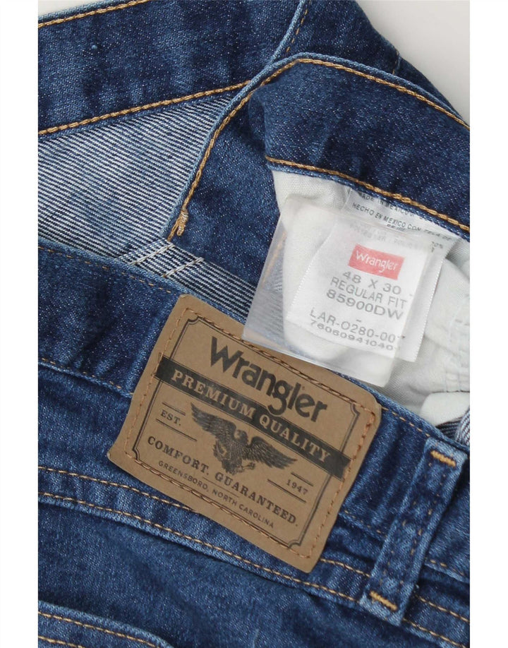 Wrangler Herre Regular Fit Straight Jeans W48 L30 Blå Bomuld