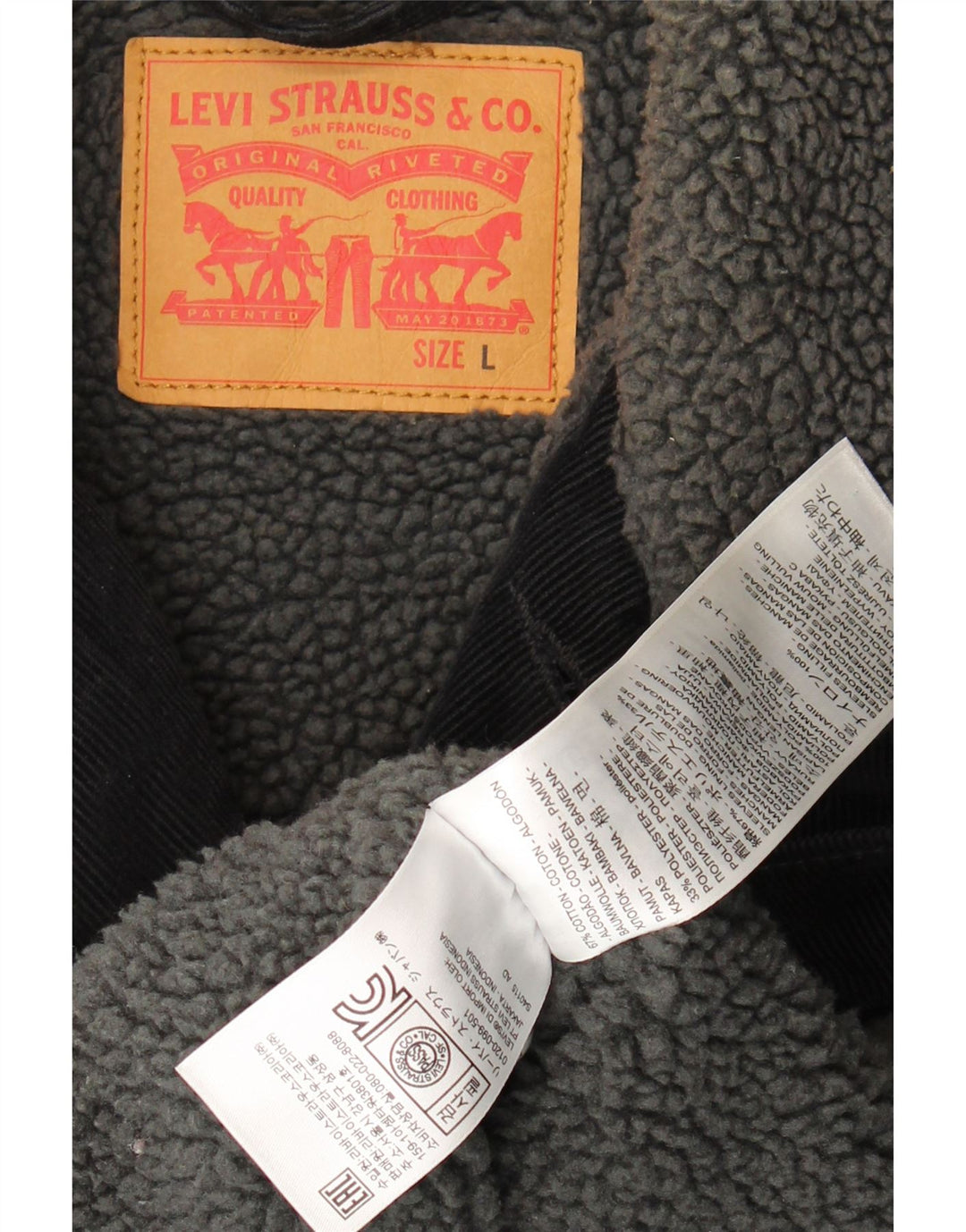 Levi's Herre Sherpa Corduroy-jakke UK 40 Stor sort bomuld