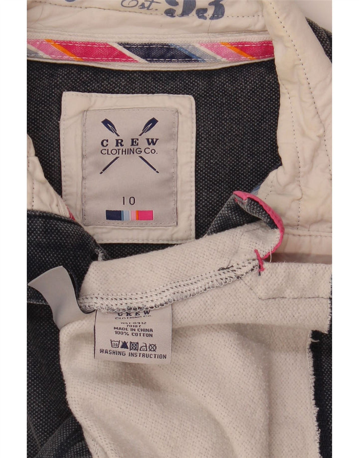 Besætningstøj Dame Button Neck Sweatshirt Jumper UK 10 Small Navy Blue