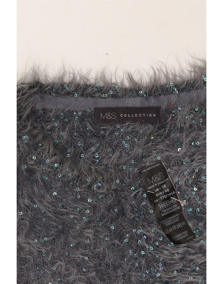 MARKS & SPENCER Womens Boat Neck Jumper Sweater US 18 XL  Grey Flecked Vintage Marks & Spencer and Second-Hand Marks & Spencer from Messina Hembry 