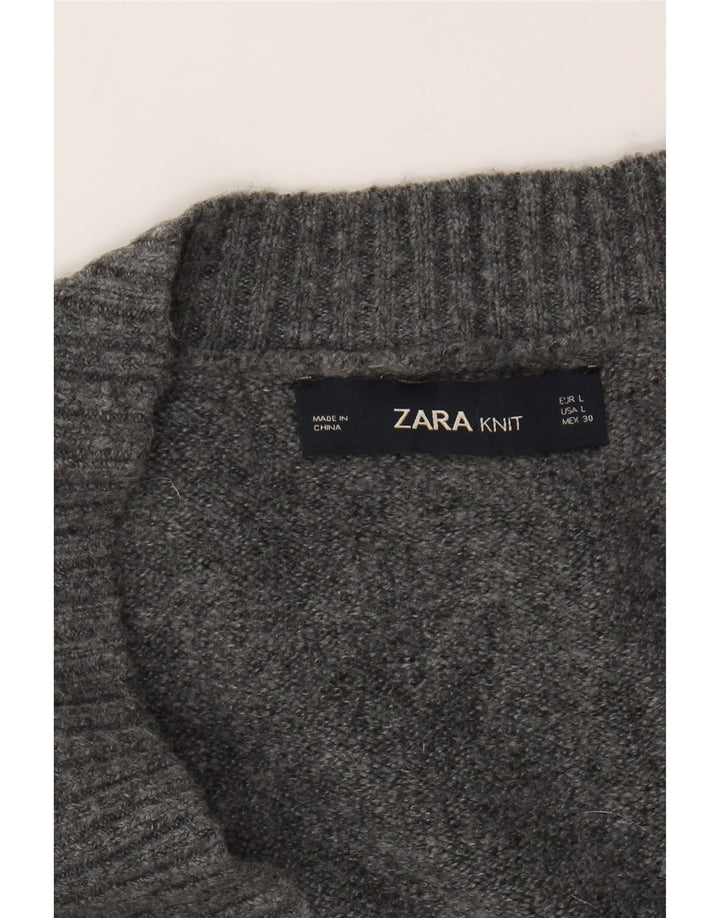 Zara Dame Oversized Cardigan Sweater UK 16 Large Grå