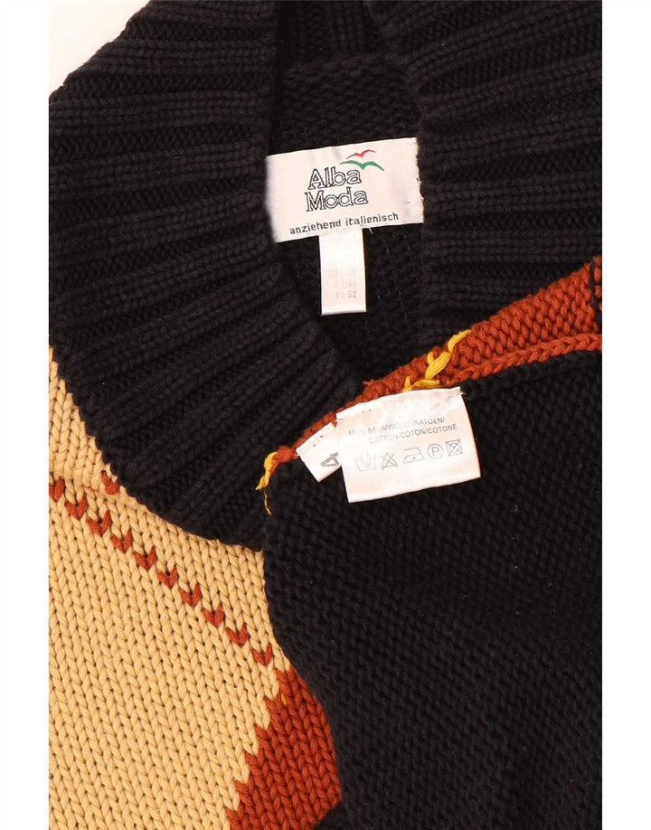 Alba Moda Dame Turtle Neck Sweater UK 20 2XL Sort Argyle/Diamond