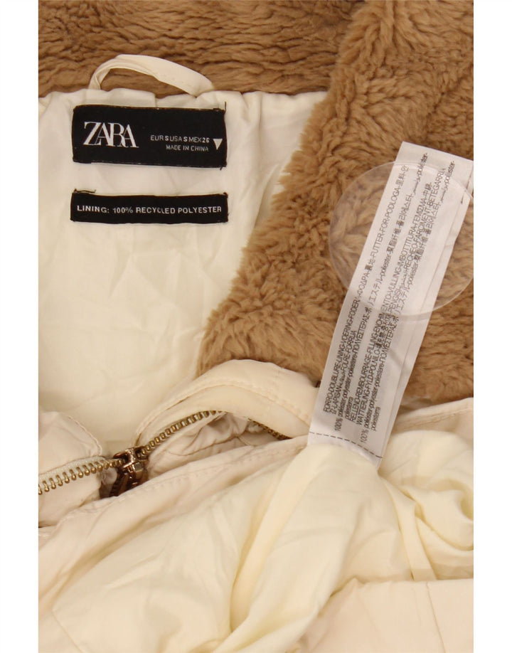 Zara Dame Oversized Polstret Jakke UK 10 Small White Polyester