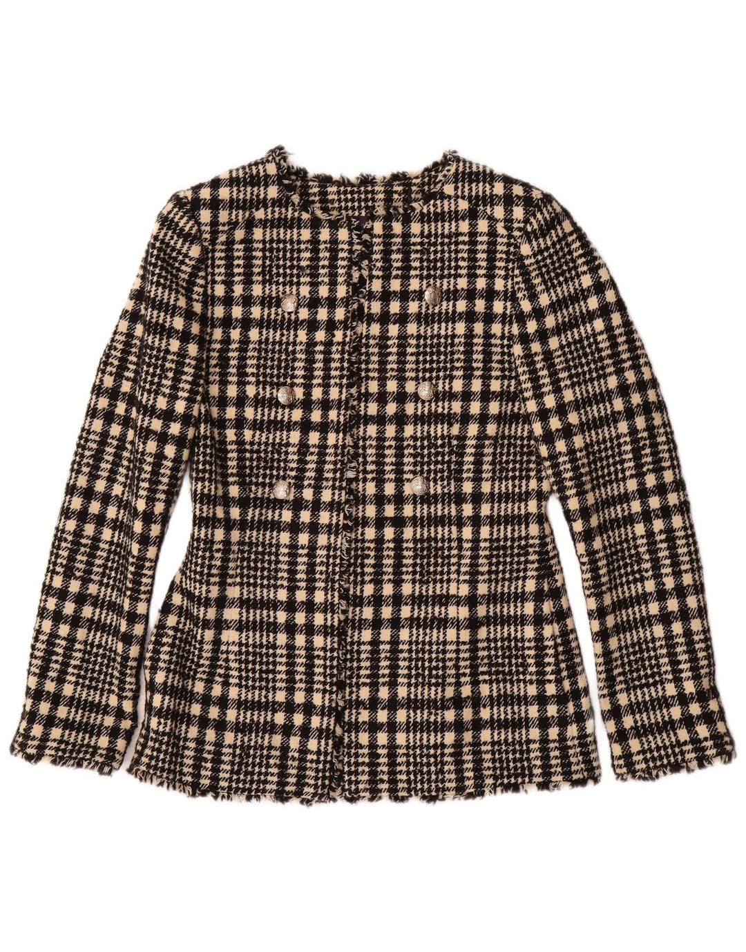Marks & Spencer Dame Blazer Jacket UK 6 XS Sort Plaid Polyester
