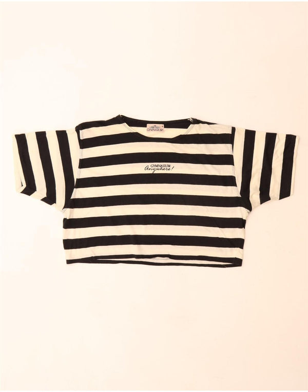 Gymnasium Dame Crop Grafisk T-Shirt Top UK 12 Medium Sort Bomuld