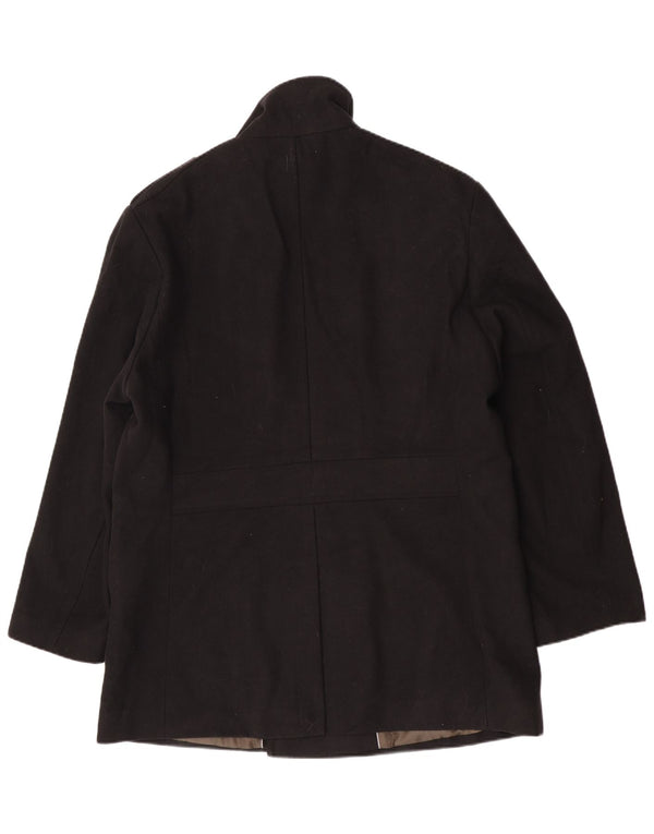 Marks & Spencer Herre Military Double Breasted Coat UK 42 XL Sort Polyester