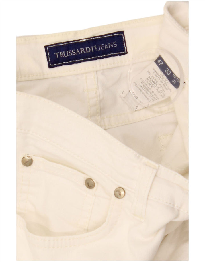 TRUSSARDI Straight Casual Bukser til mænd IT 47 Small W31 L33 Hvid Bomuld