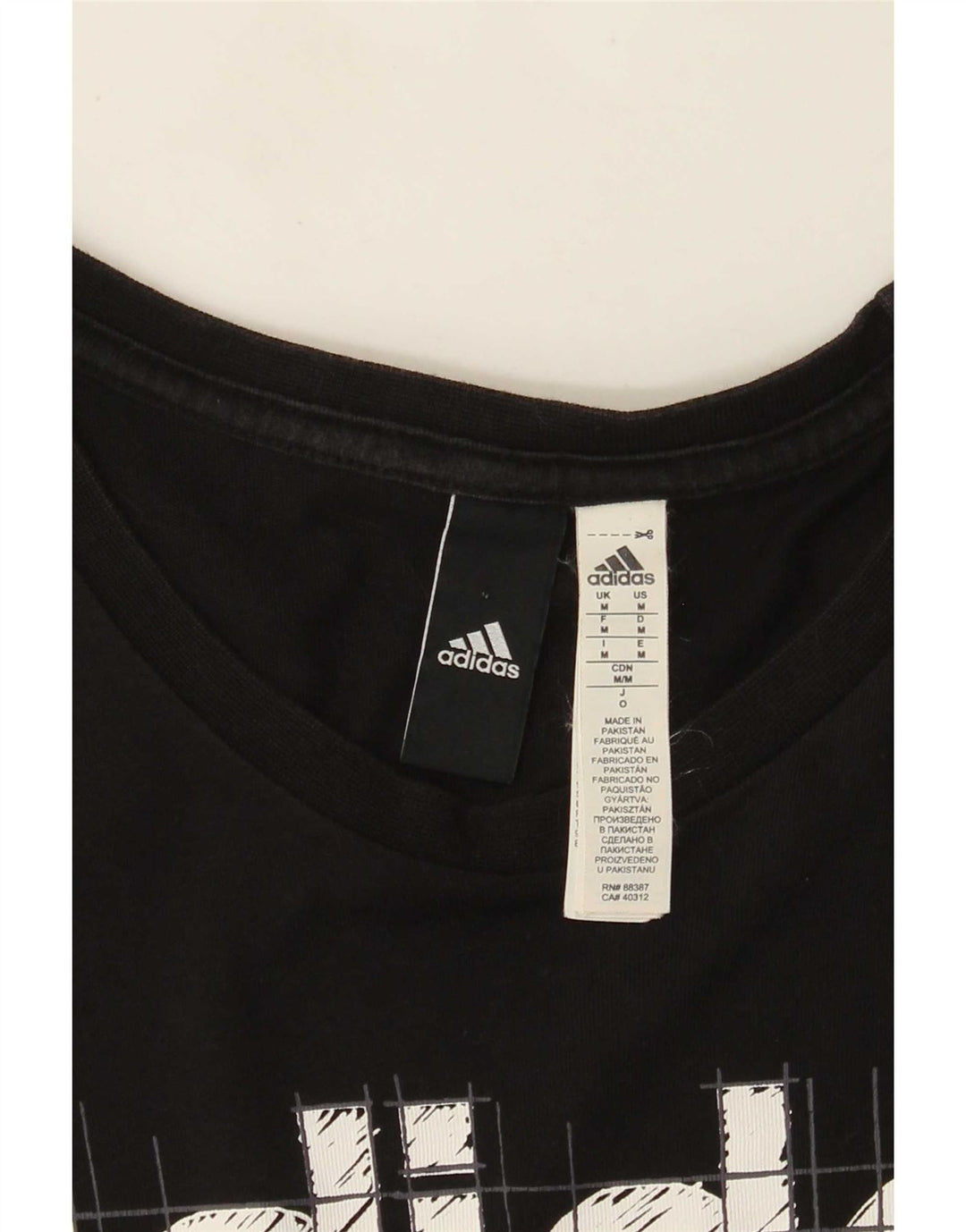Adidas Herre grafisk T-shirt Top Medium Sort Bomuld