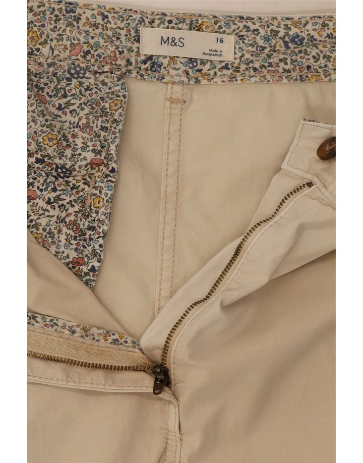 Marks & Spencer Womens Cropped Trousers UK 16 Large W34 L25 Off White