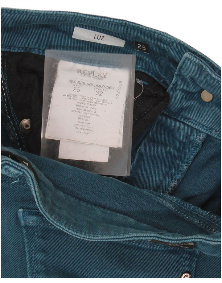 Replay Dame Luz Slim Jeans W25 L27 Blå Bomuld
