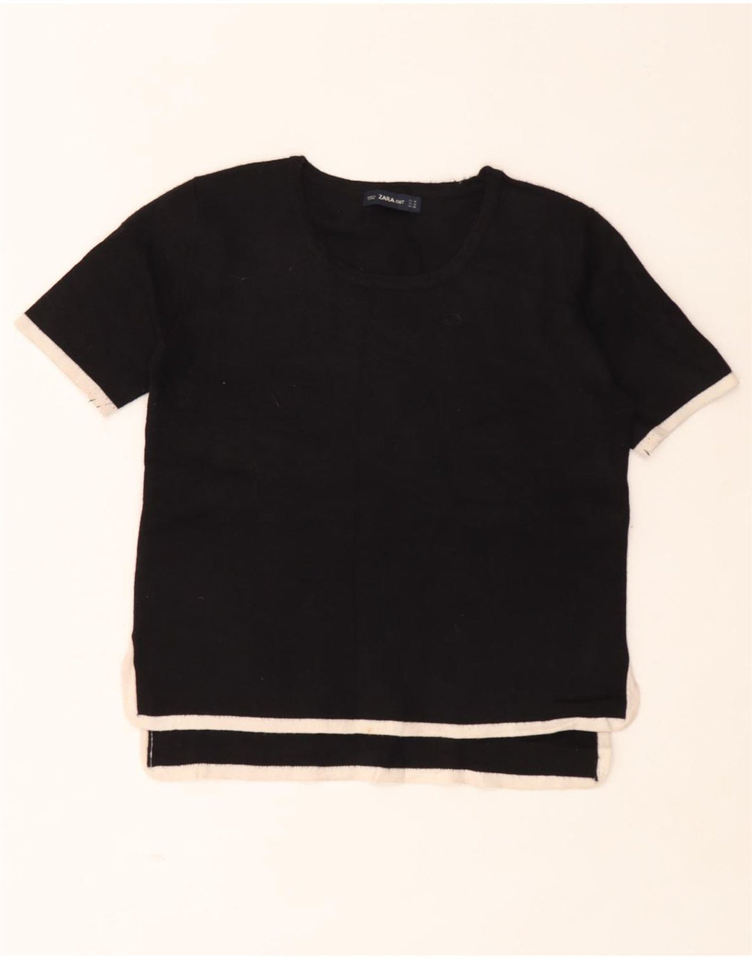 Zara Dame Boat Neck Jumper Sweater UK 12 Medium Black Colourblock
