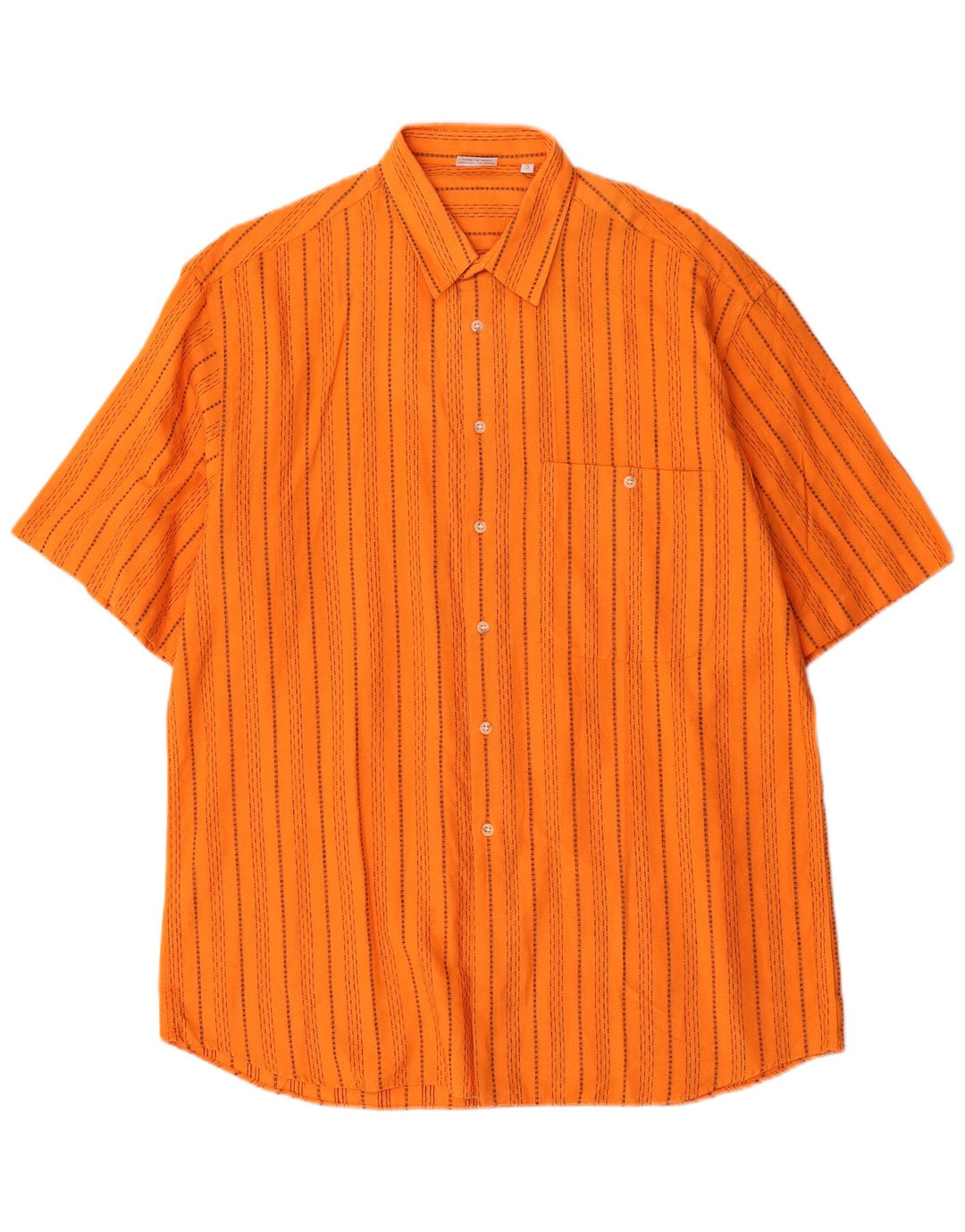 Vintage kortærmet herreskjorte medium orange stribet bomuld