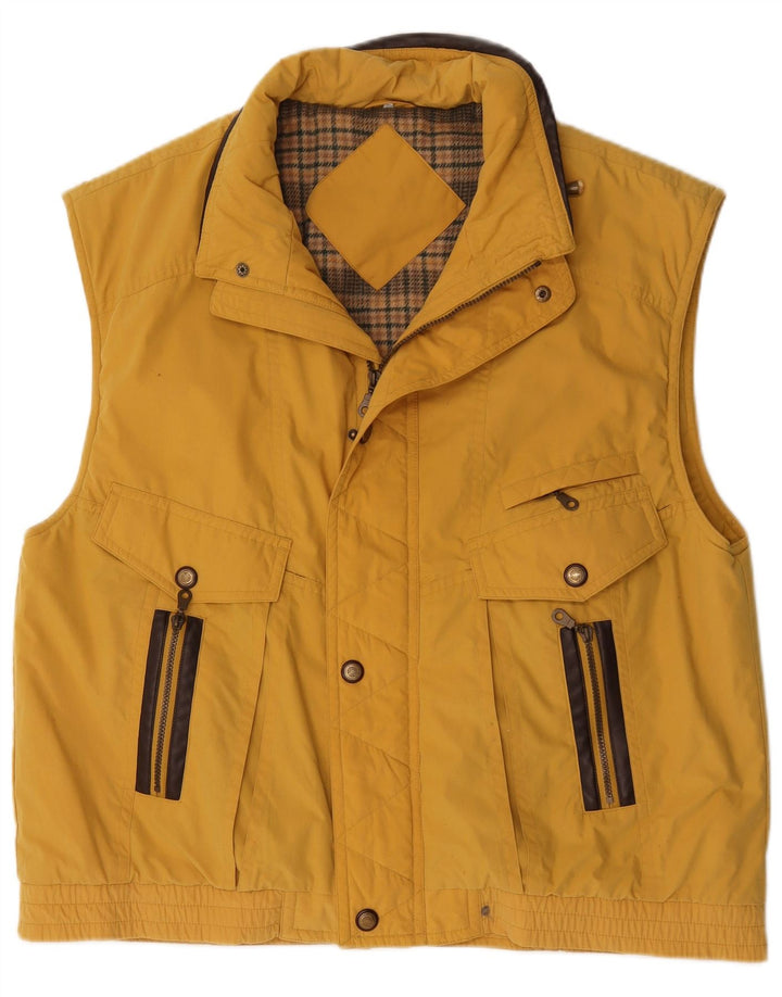 Vintage Herre Utility Gilet UK 42 XL Gul Polyester
