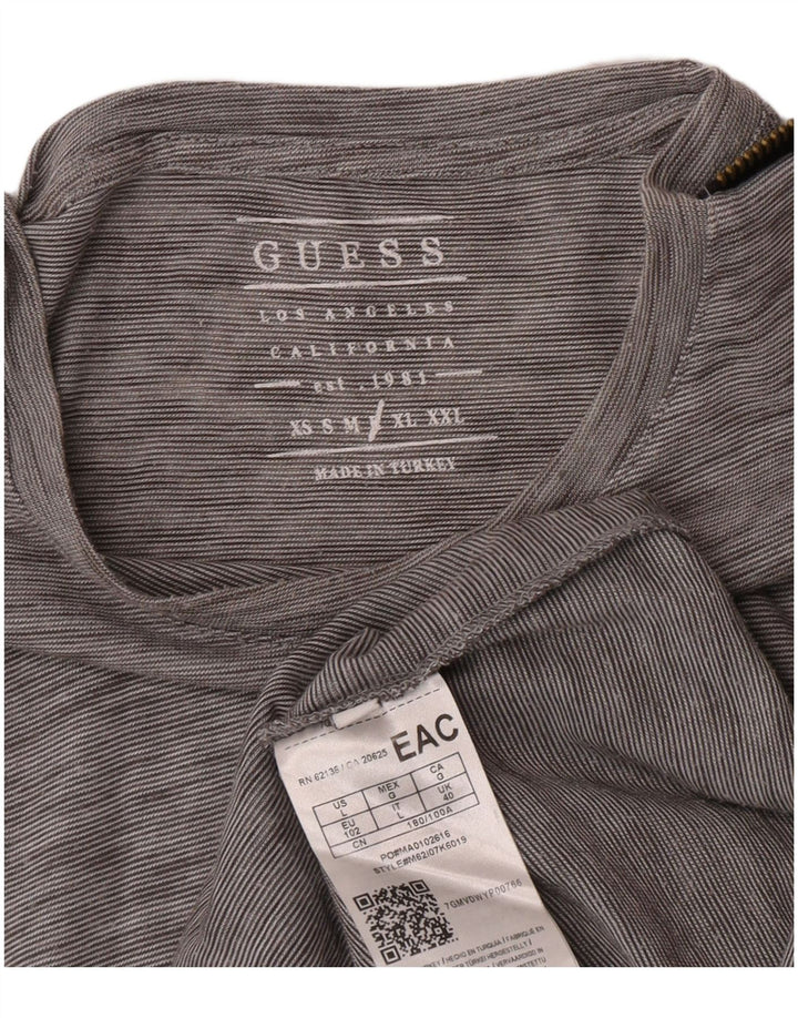 Guess Herre T-Shirt Top Stor Grå Flecked Polyester